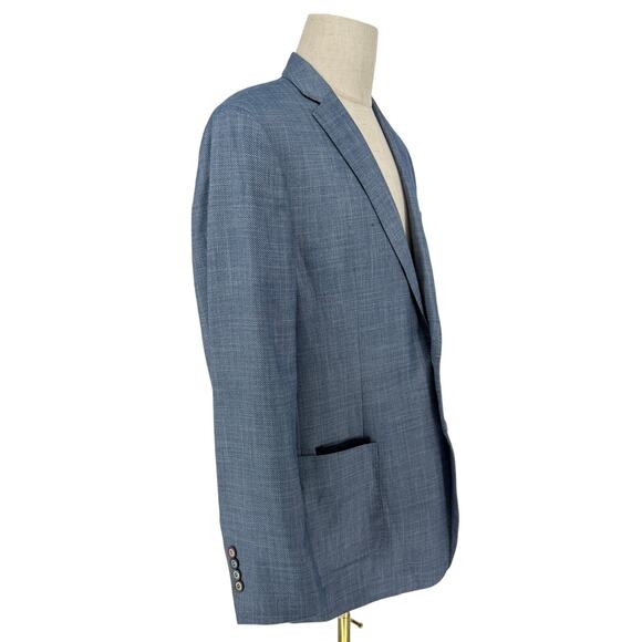 TALLIA Men’s Light Blue Woven Sportcoat Jacket 46L Single Breasted - Picture 4 of 11